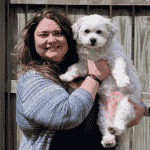 Author Erin Albright and her rescue dog Teddy