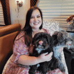 Albright Creative Contract Designer, Kenzie Smoot, and her dogs Coco Bean and Evie