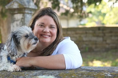 Author Erin Albright and her dog Murphy